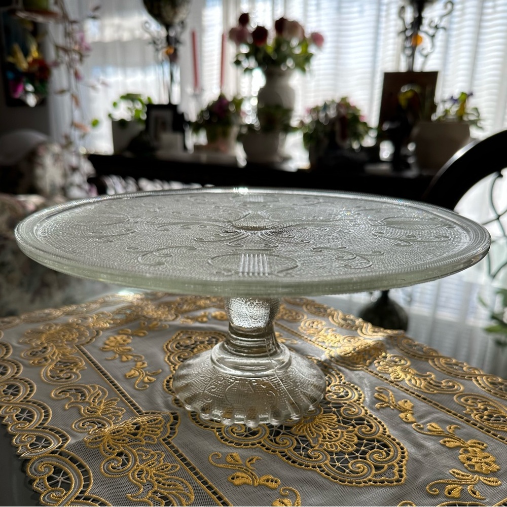 Greek Harp Design-Elegant Glass Cake Stand